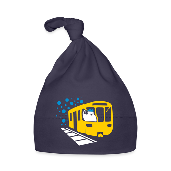Bär in U-Bahn Kommt - Babymützen - Navy