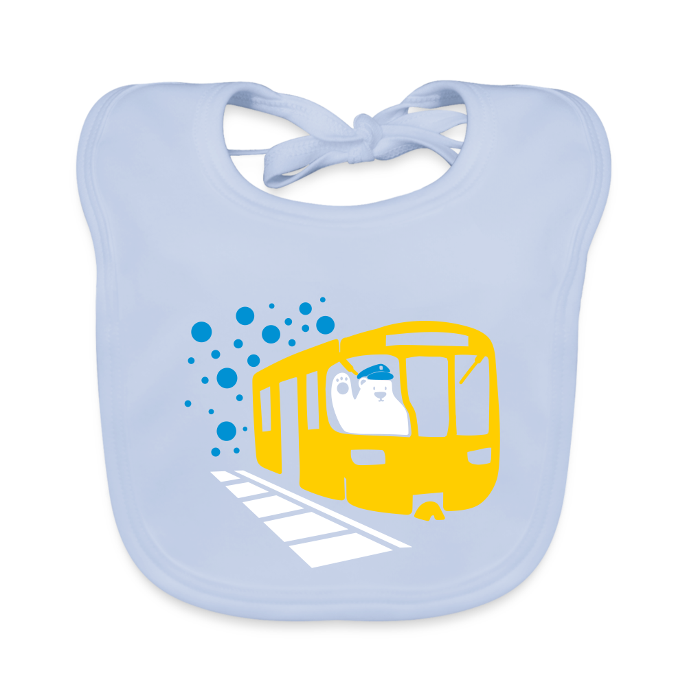Bär in U-Bahn Kommt - Lätzchen - sky Blue