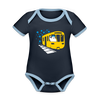 Bär in U-Bahn Kommt - Baby Bio-Kurzarm-Kontrastbody -