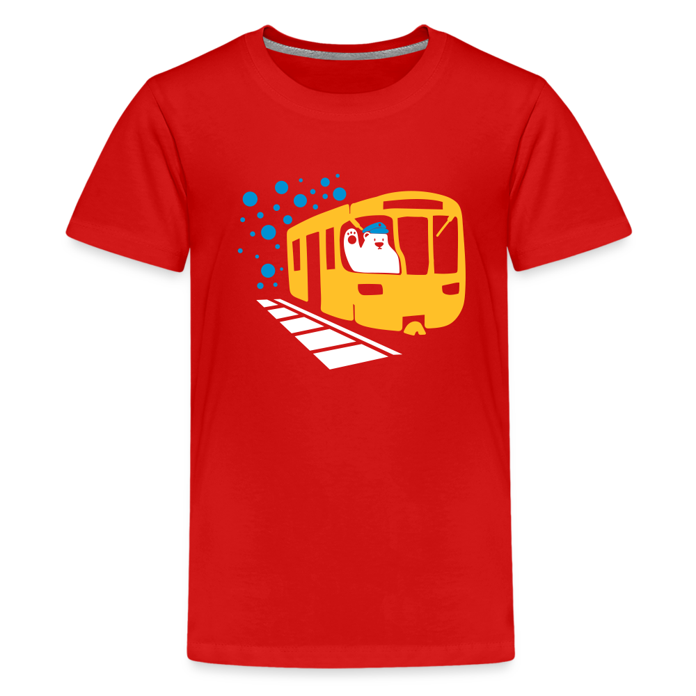Bär in U-Bahn Kommt - Teenager Premium T-Shirt - Rot