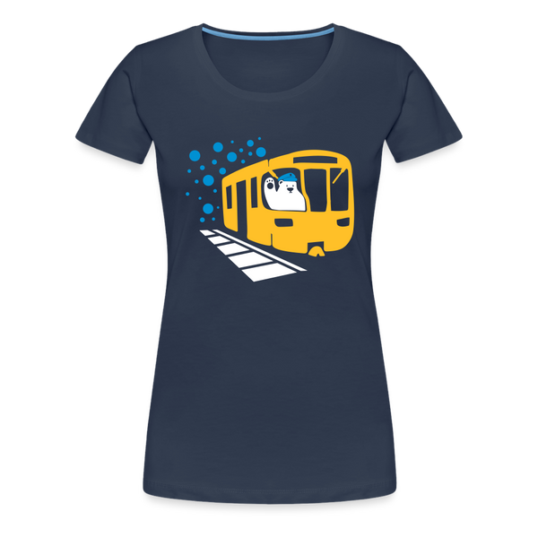 Bär in U-Bahn Kommt - Frauen Premium T-Shirt - Navy