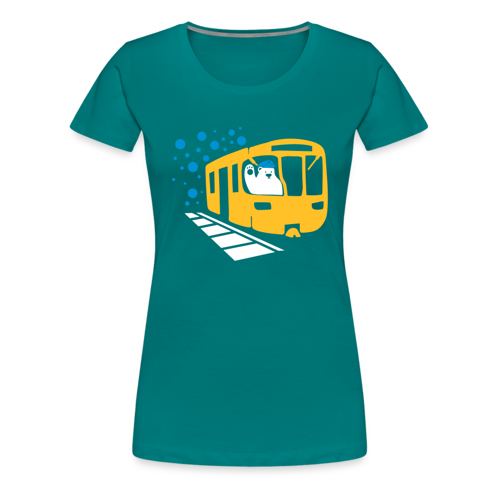 Bär in U-Bahn Kommt - Frauen Premium T-Shirt - Divablau