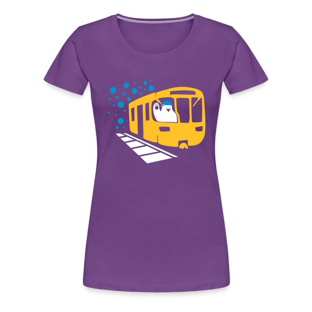Bär in U-Bahn Kommt - Frauen Premium T-Shirt - Lila
