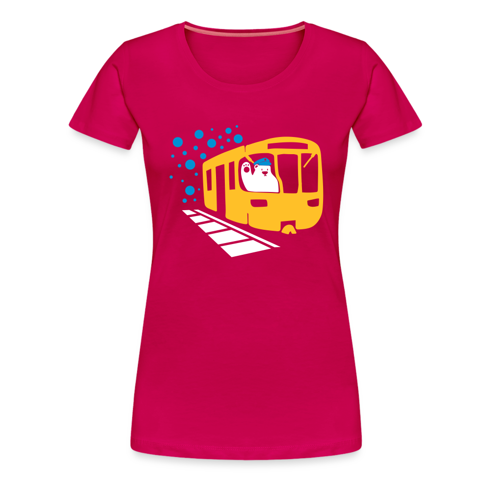 Bär in U-Bahn Kommt - Frauen Premium T-Shirt - dunkles Pink