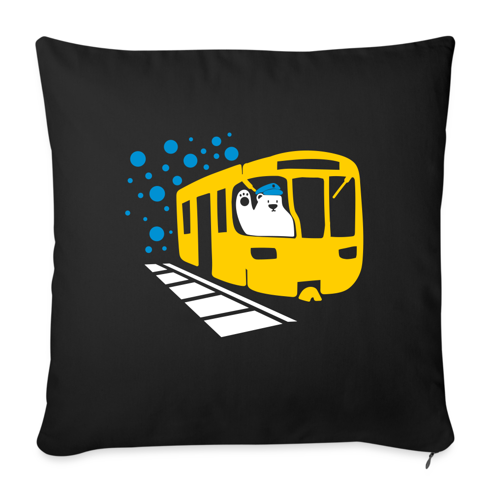 Bär in U-Bahn Kommt - Sofakissen mit Füllung (45 x 45 cm) - Schwarz