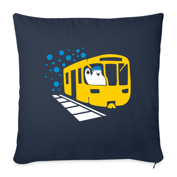 Bär in U-Bahn Kommt - Sofakissen mit Füllung (45 x 45 cm) - Navy
