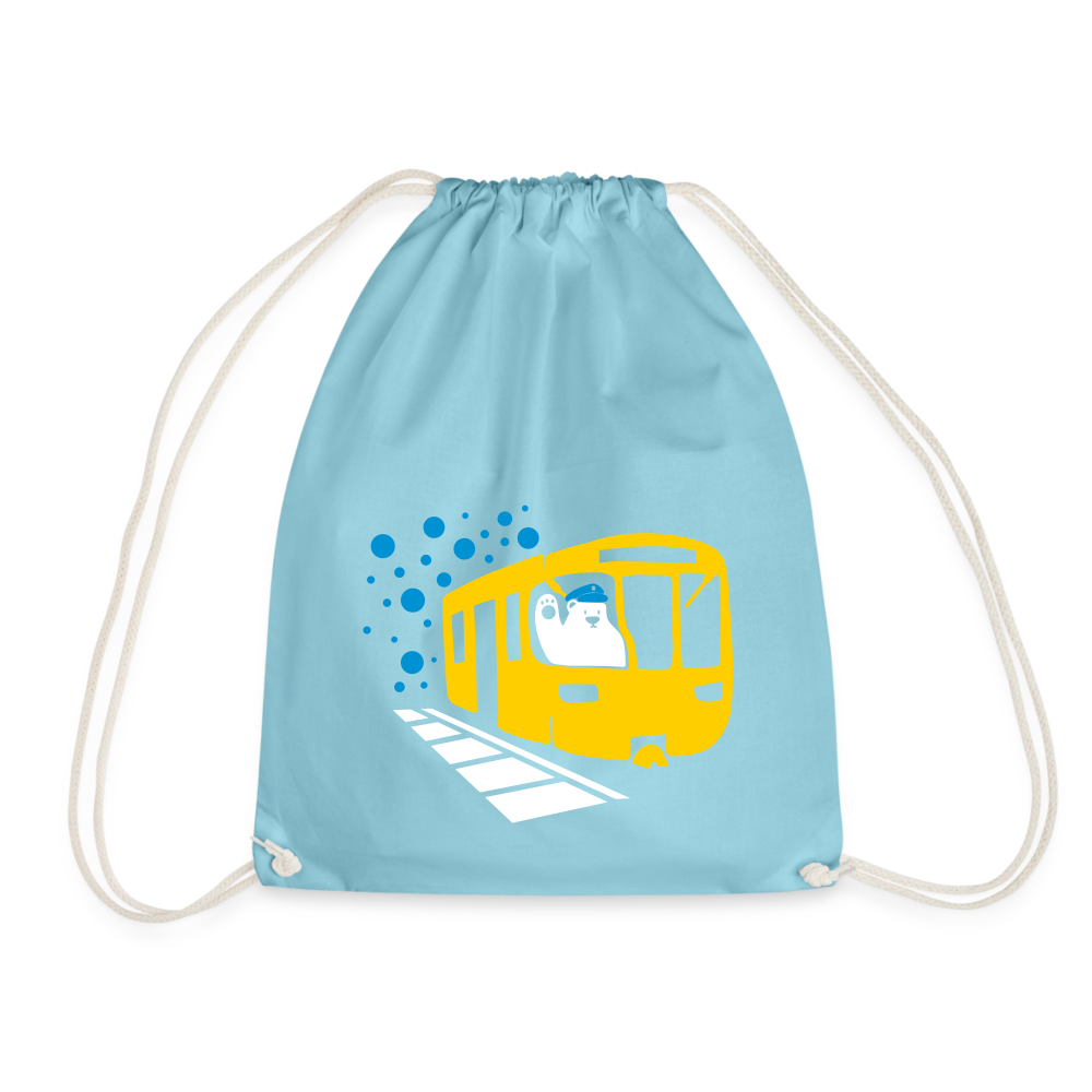 Bär in U-Bahn Kommt - Turnbeutel - Aqua