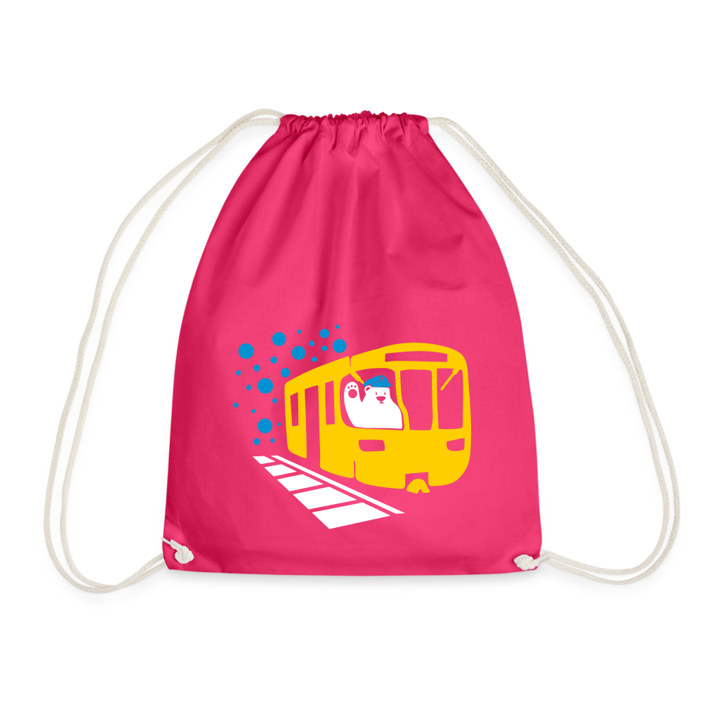 Bär in U-Bahn Kommt - Turnbeutel - Fuchsia