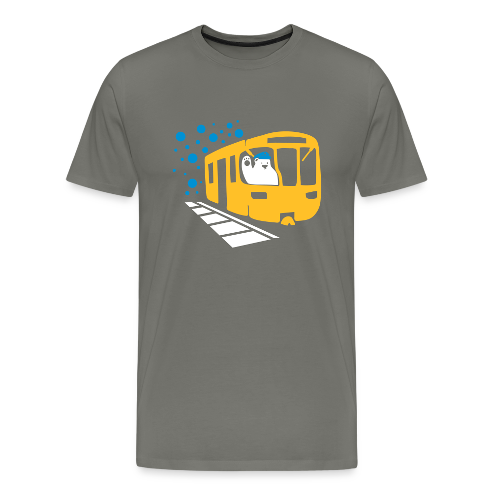 Bär in U-Bahn Kommt - Männer Premium T-Shirt - Asphalt