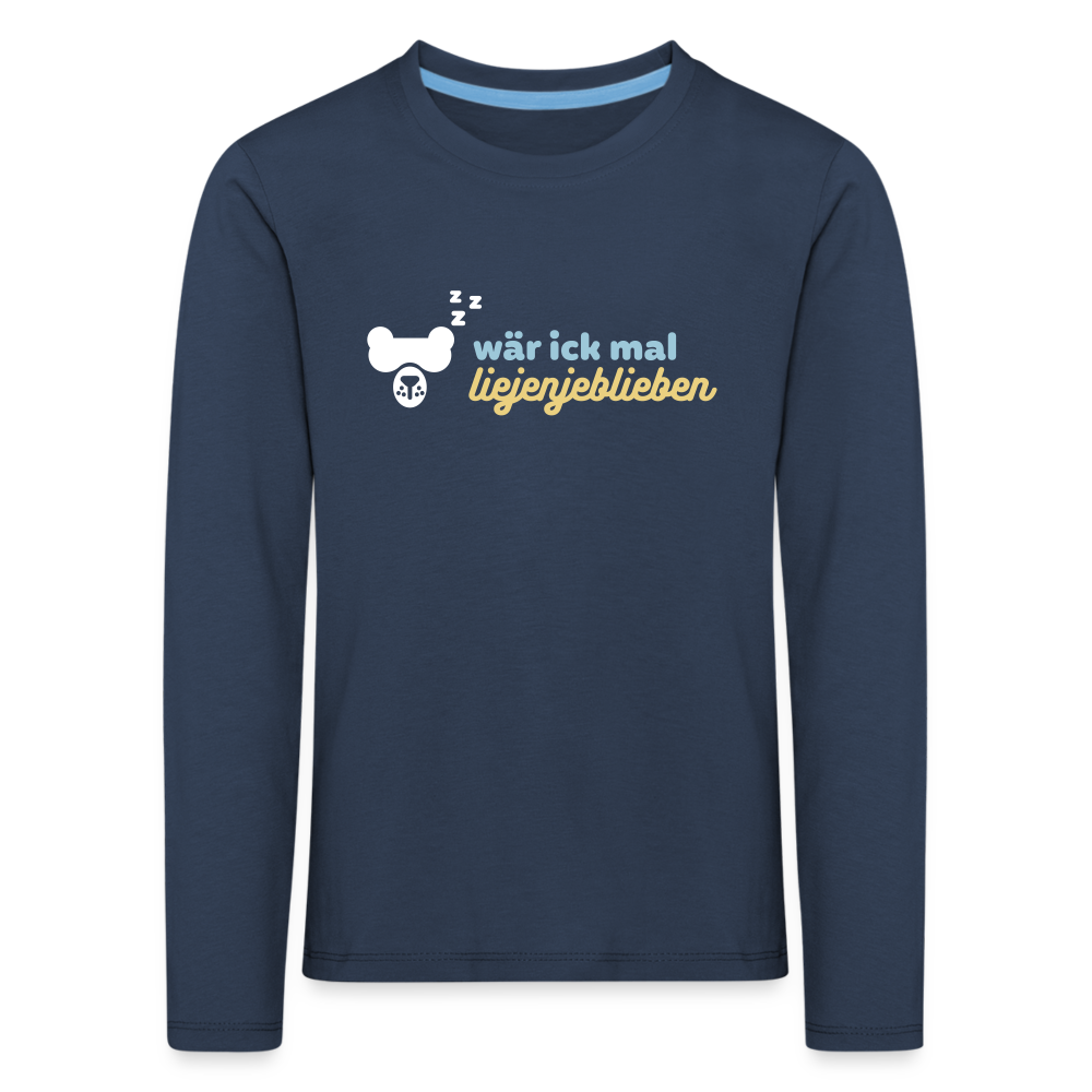 wär ick mal liejenjeblieben - Kinder Langarmshirt - Navy