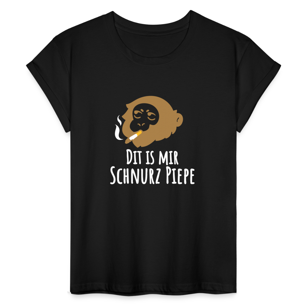 Dit is mir Schnurz Affe - Frauen Oversize T-Shirt - Schwarz