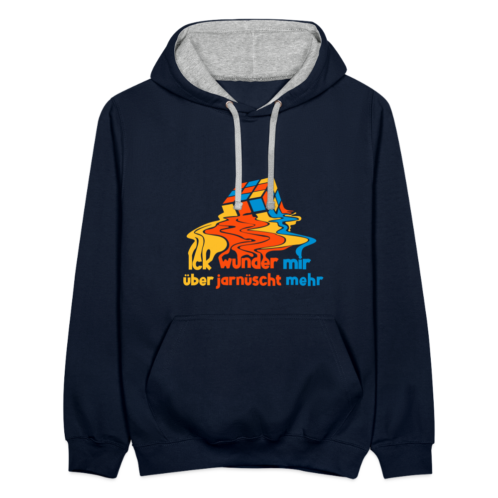 Ick wunder mir - Kontrast Hoodie - Navy/Grau meliert