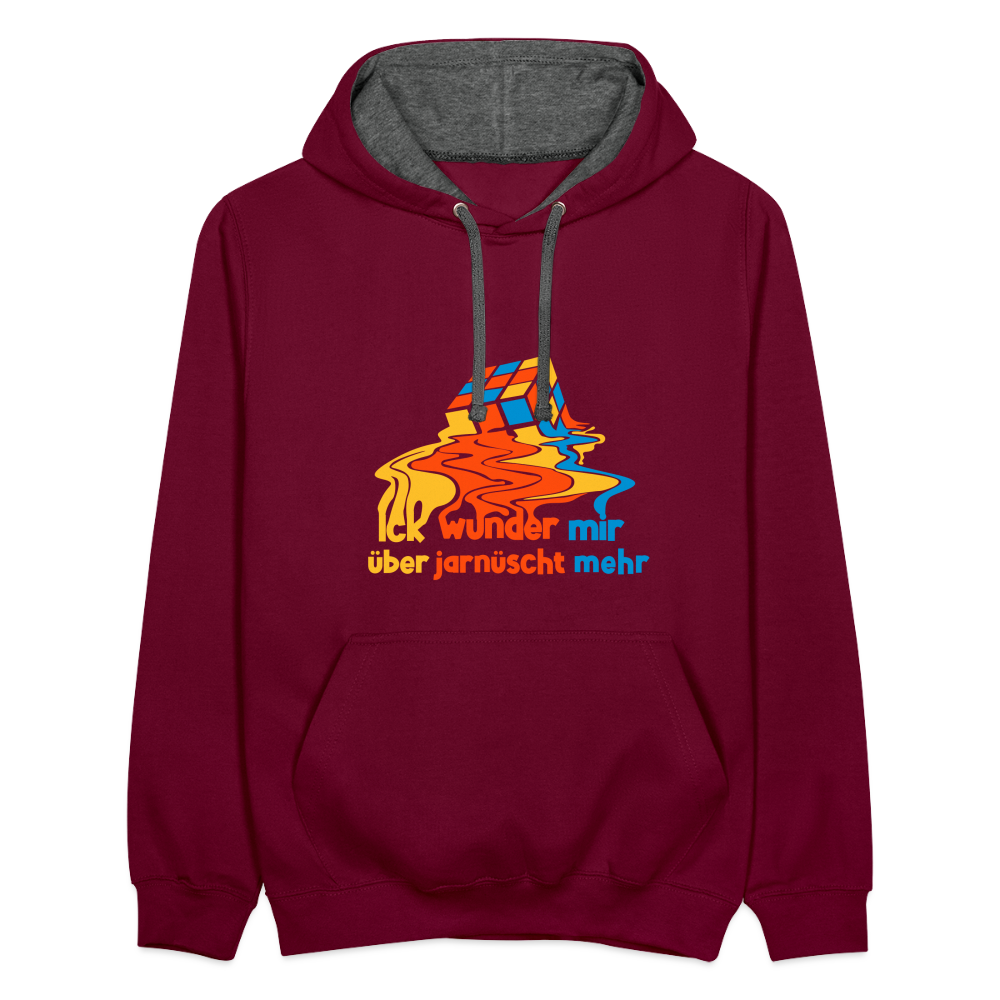 Ick wunder mir - Kontrast Hoodie - Weinrot/Anthrazit