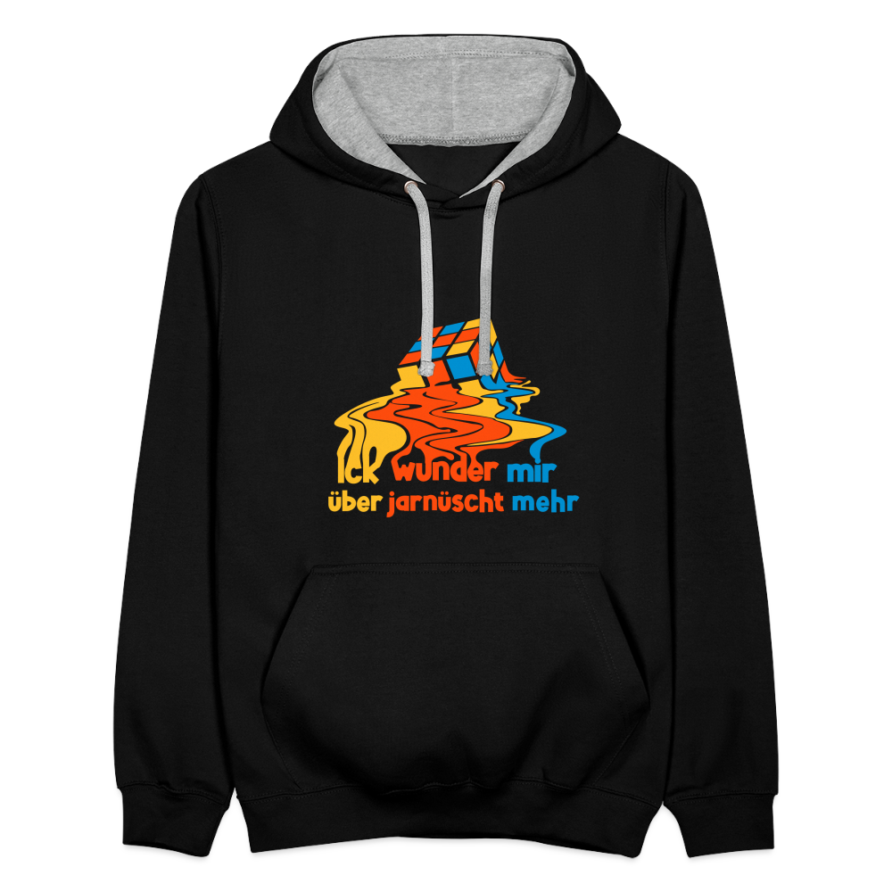 Ick wunder mir - Kontrast Hoodie - Schwarz/Grau meliert
