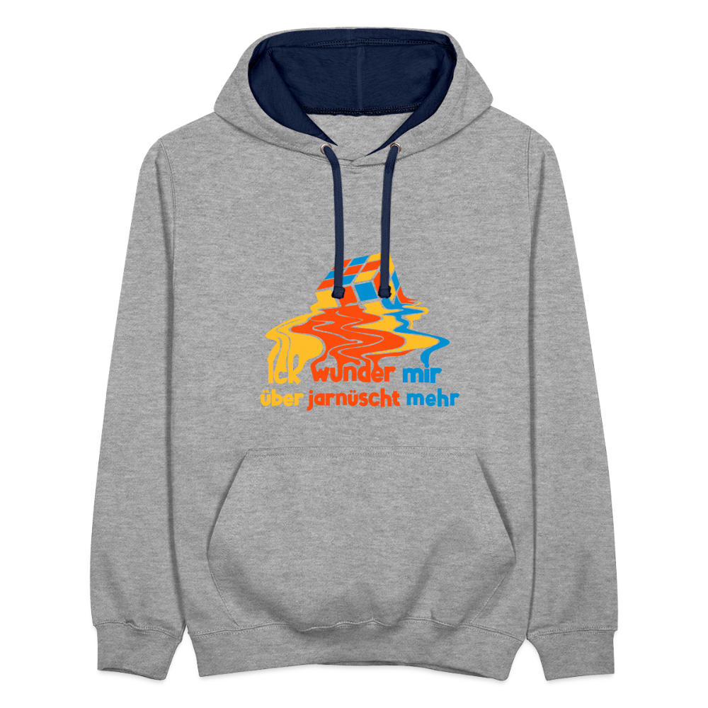Ick wunder mir - Kontrast Hoodie - Grau meliert/Navy