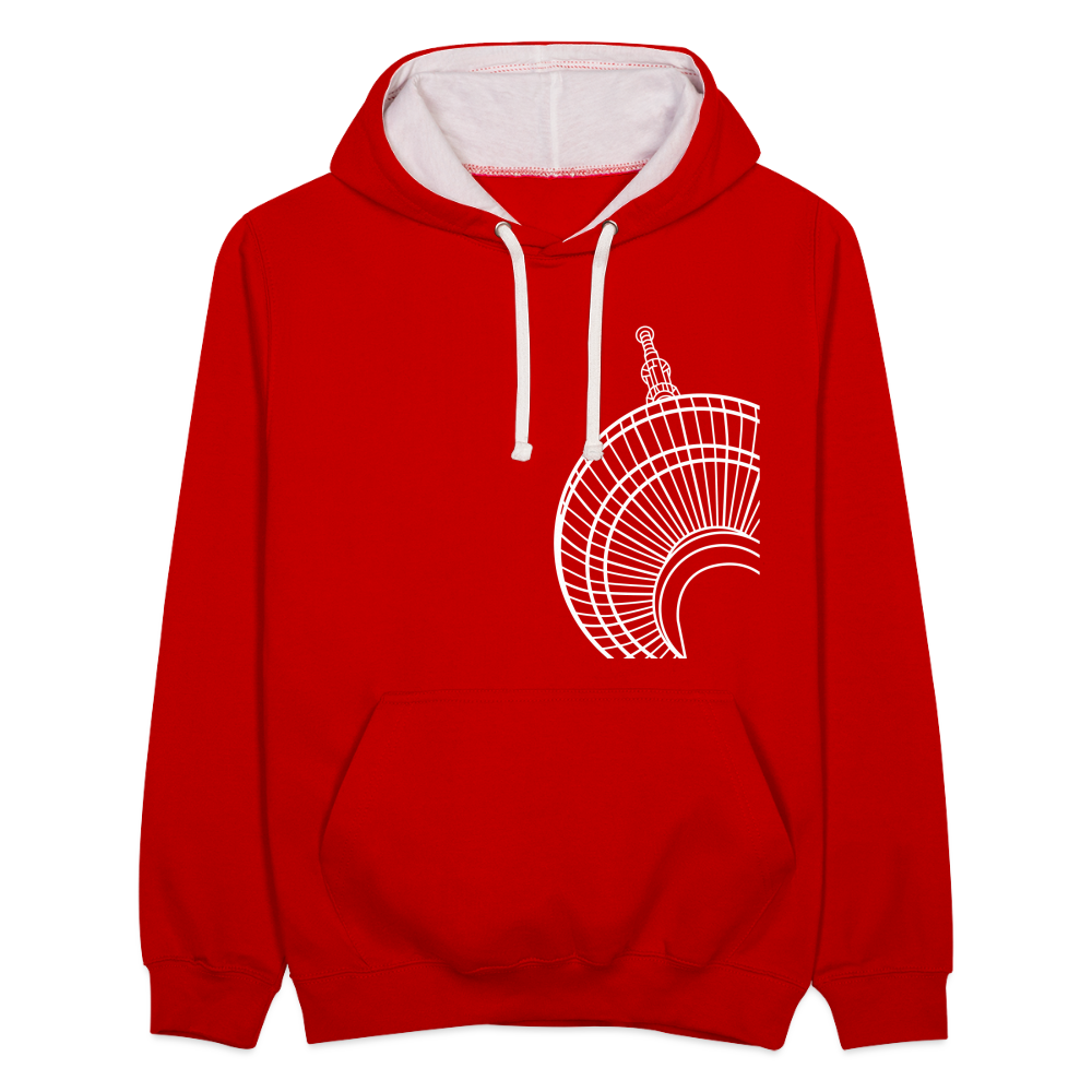Der Turm von unten - weiß - Kontrast Hoodie - Rot/Weiß