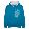 Der Turm von unten - weiß - Kontrast Hoodie - Pfauenblau/Grau meliert