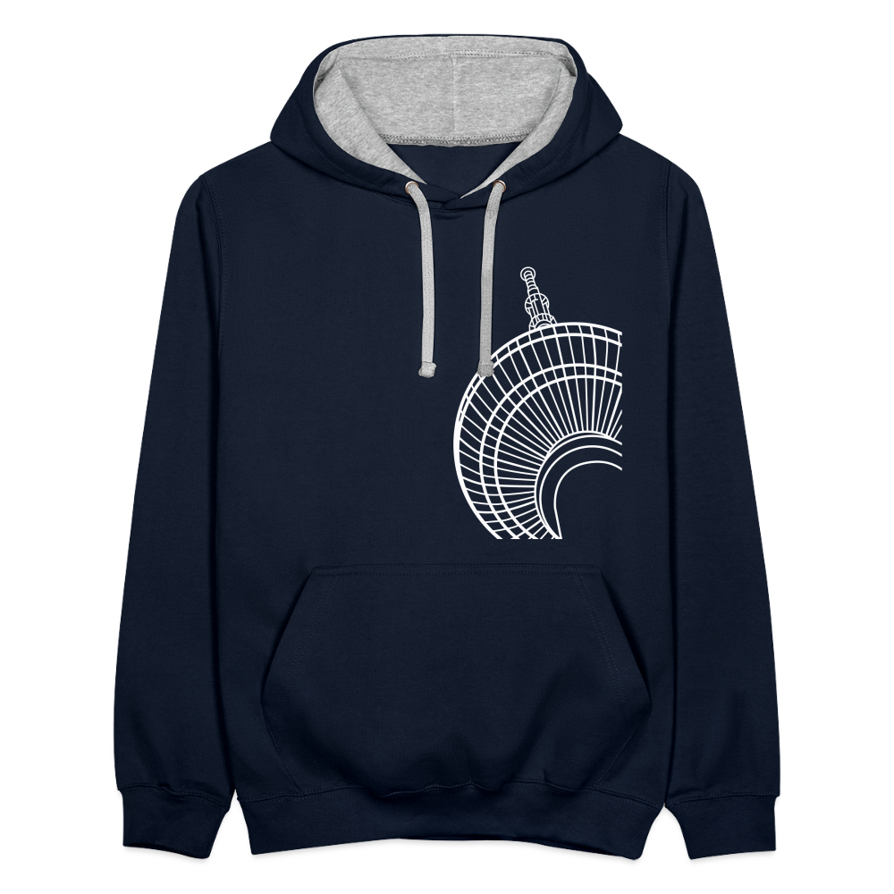 Der Turm von unten - weiß - Kontrast Hoodie - Navy/Grau meliert