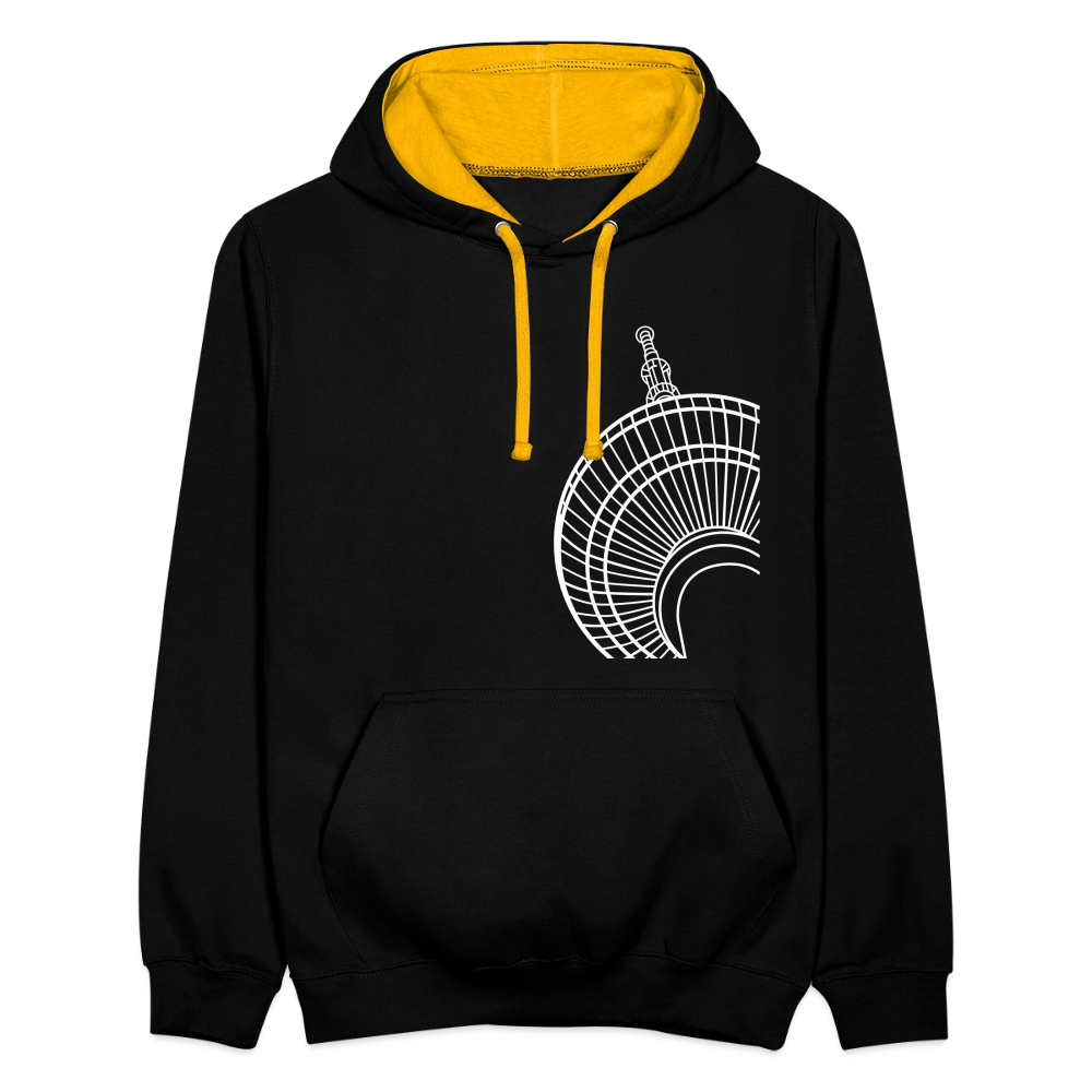 Der Turm von unten - weiß - Kontrast Hoodie - Schwarz/Gold