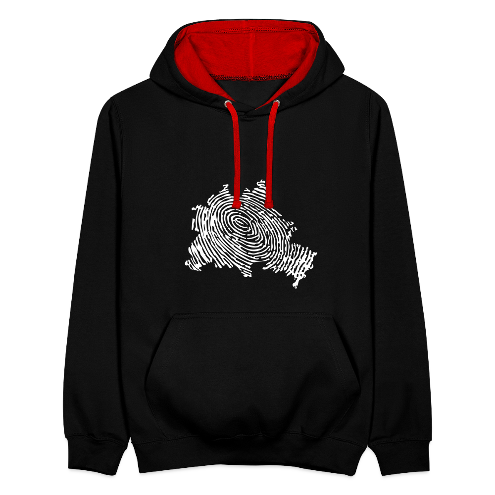 Berliner Finger - Kontrast Hoodie - Schwarz/Rot