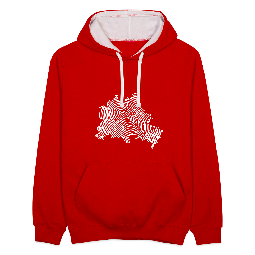 Berliner Finger - Kontrast Hoodie - Rot/Weiß