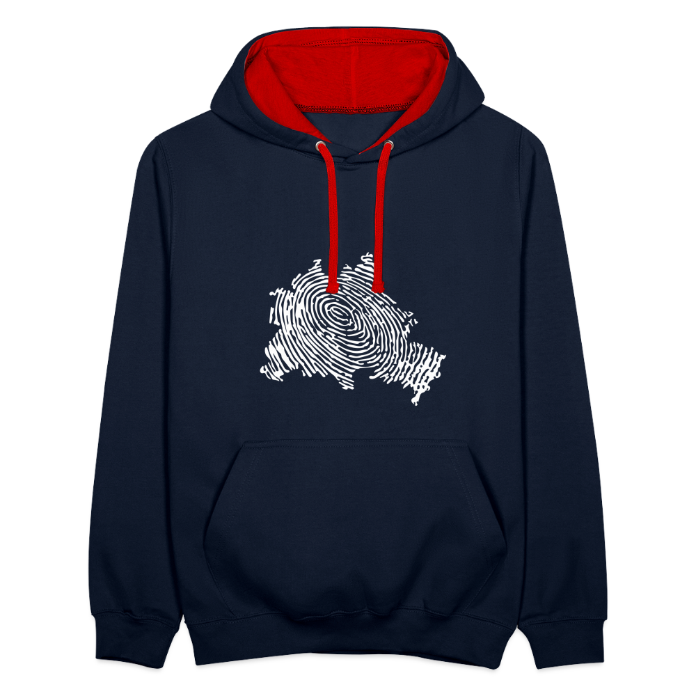 Berliner Finger - Kontrast Hoodie - Navy/Rot