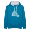 Berliner Finger - Kontrast Hoodie - Pfauenblau/Grau meliert