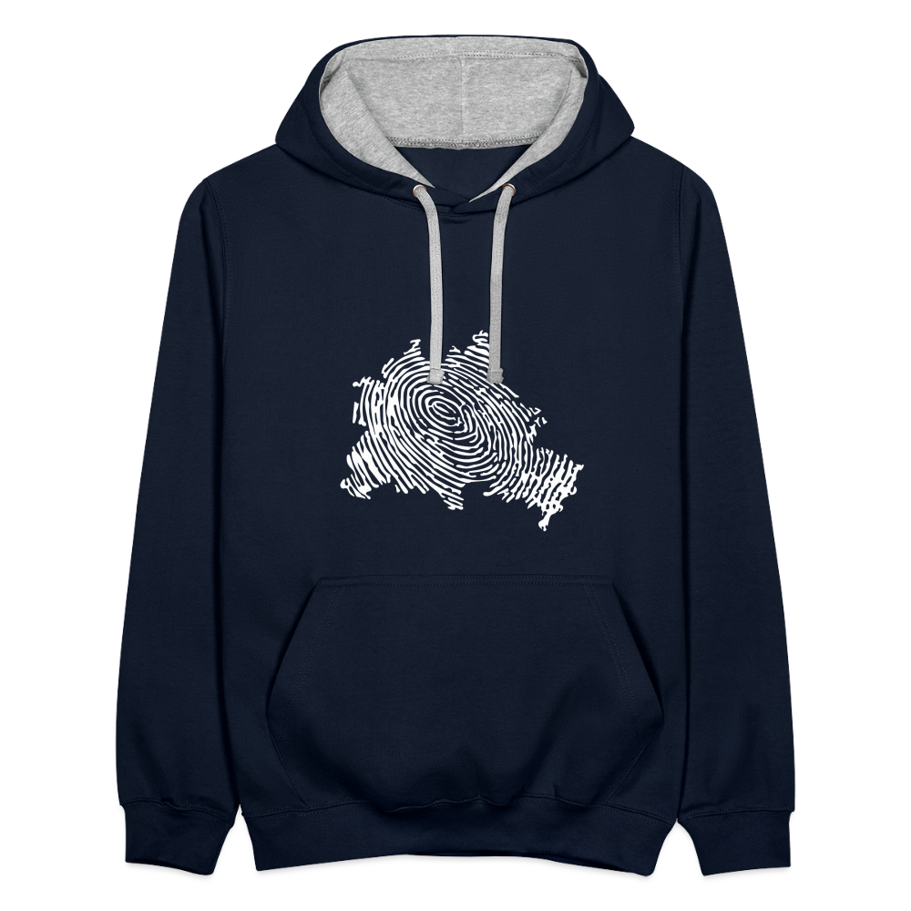 Berliner Finger - Kontrast Hoodie - Navy/Grau meliert