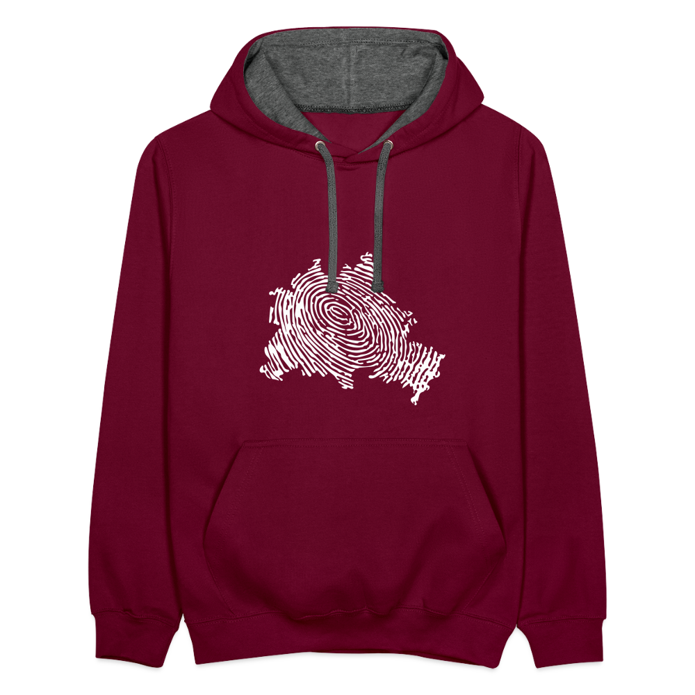 Berliner Finger - Kontrast Hoodie - Weinrot/Anthrazit