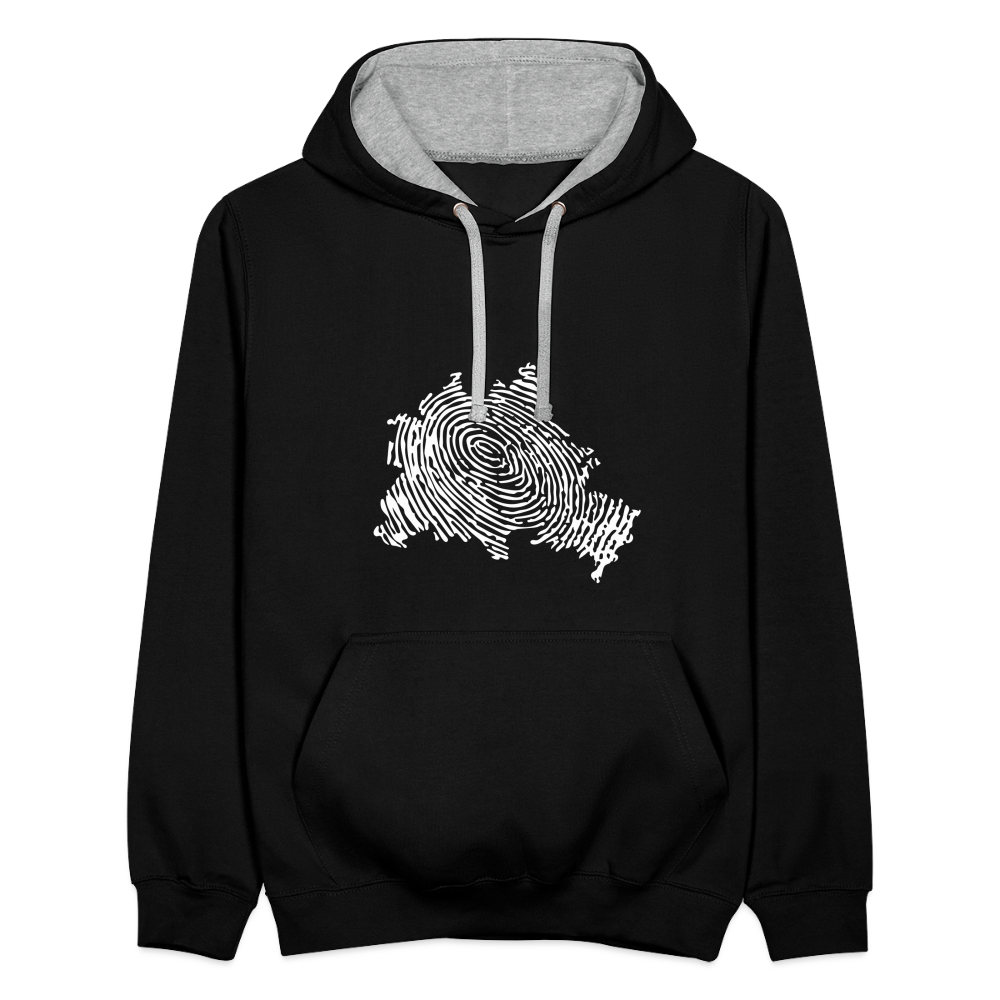 Berliner Finger - Kontrast Hoodie - Schwarz/Grau meliert