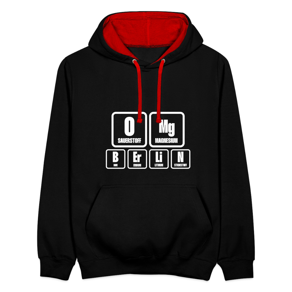 OMG Berlin - Kontrast Hoodie - Schwarz/Rot