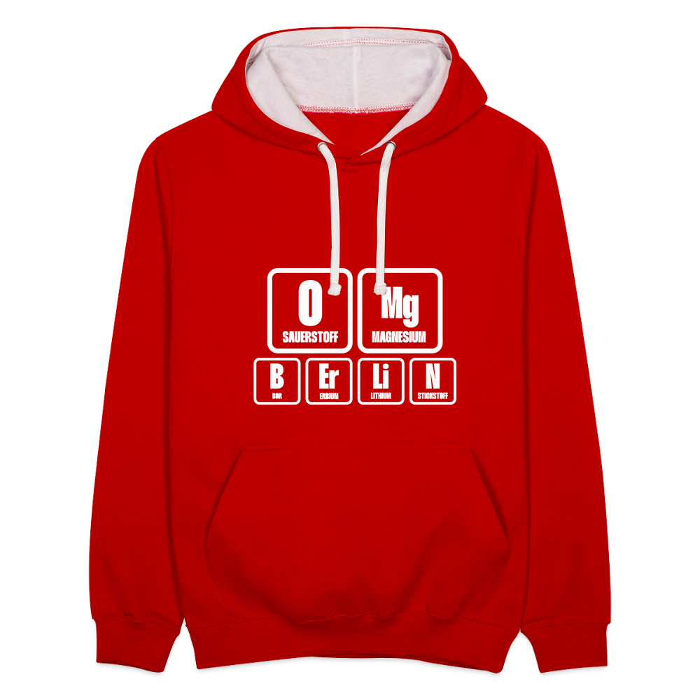 OMG Berlin - Kontrast Hoodie - Rot/Weiß