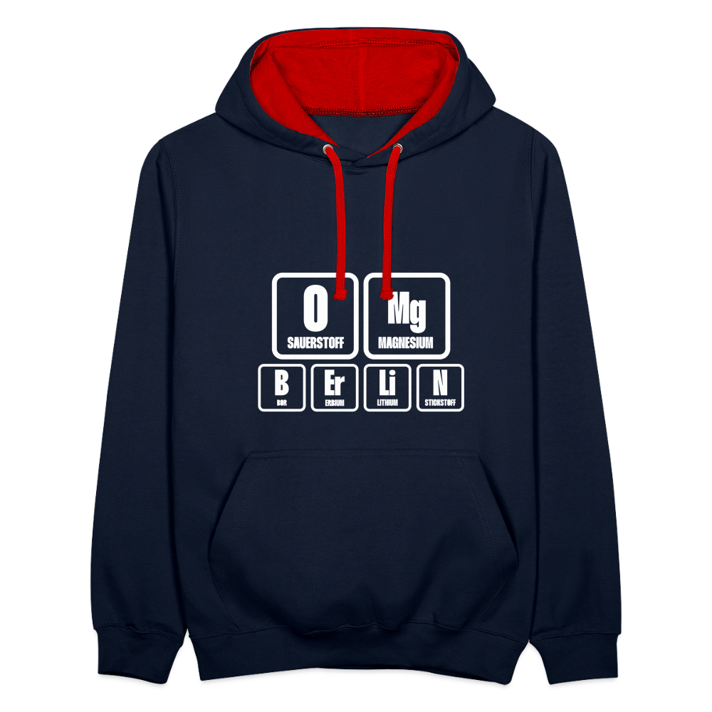 OMG Berlin - Kontrast Hoodie - Navy/Rot