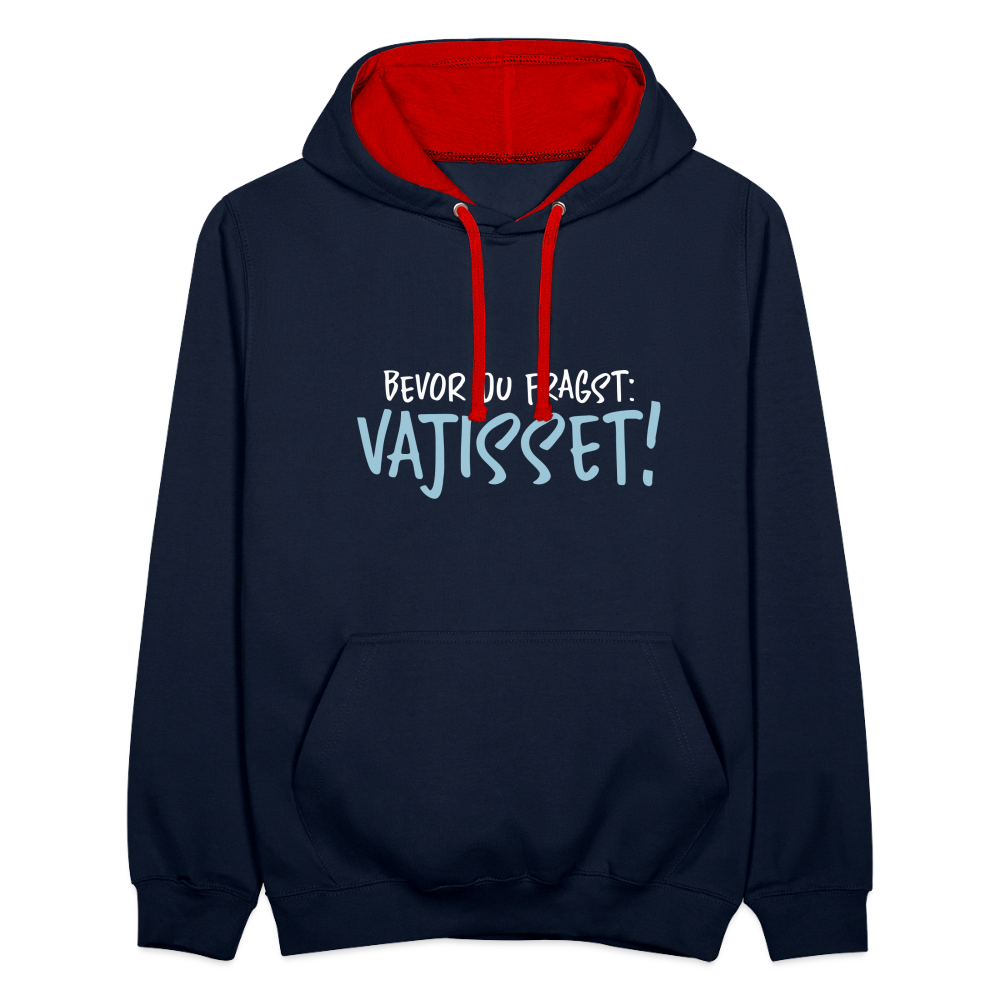 Bevor du fragst - Kontrast Hoodie - Navy/Rot