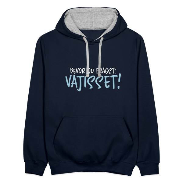 Bevor du fragst - Kontrast Hoodie - Navy/Grau meliert