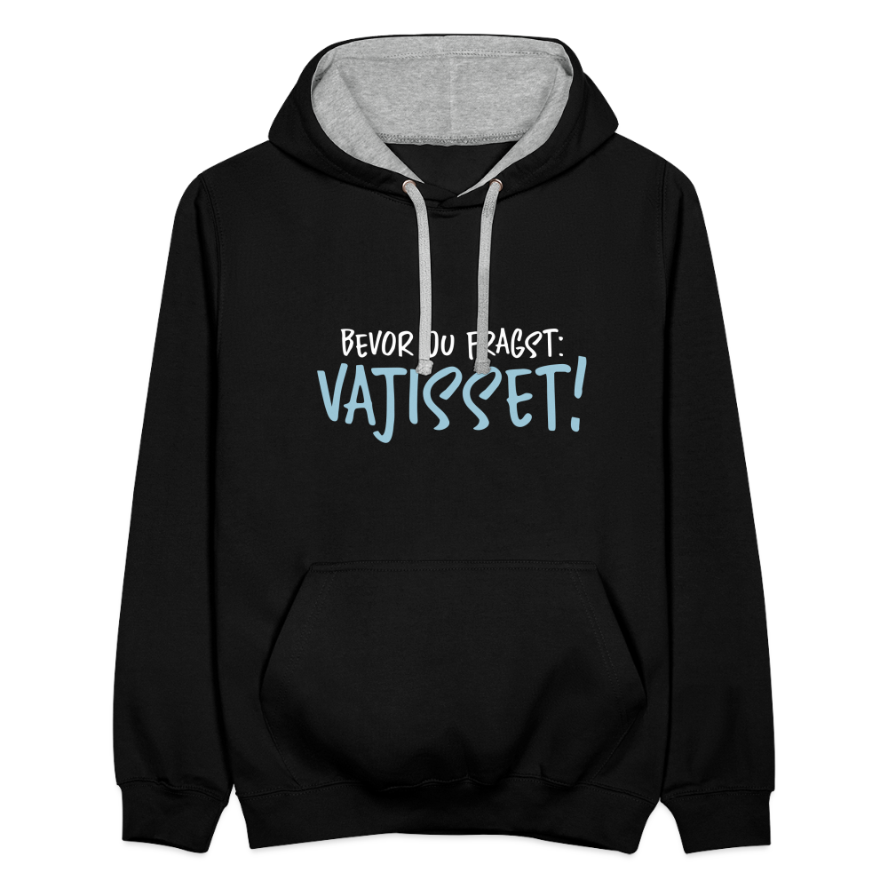 Bevor du fragst - Kontrast Hoodie - Schwarz/Grau meliert