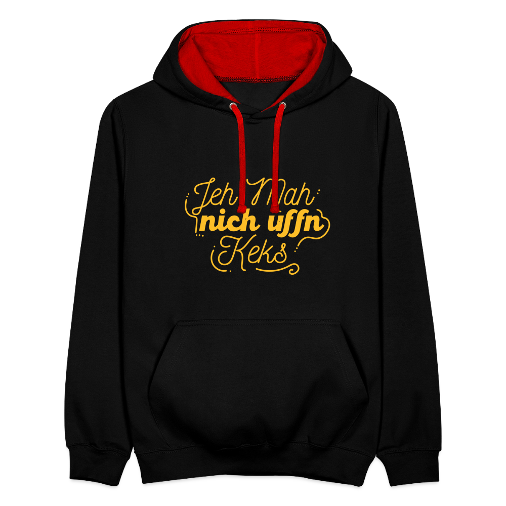 Jeh mah nich uffn Keks gelb - Kontrast Hoodie - Schwarz/Rot