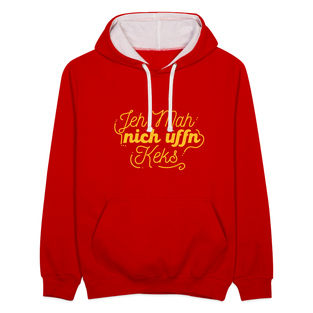 Jeh mah nich uffn Keks gelb - Kontrast Hoodie - Rot/Weiß