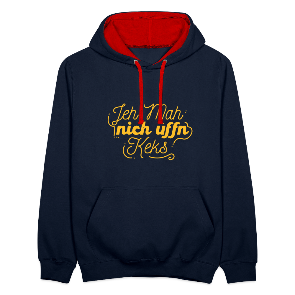 Jeh mah nich uffn Keks gelb - Kontrast Hoodie - Navy/Rot