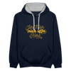 Jeh mah nich uffn Keks gelb - Kontrast Hoodie - Navy/Grau meliert