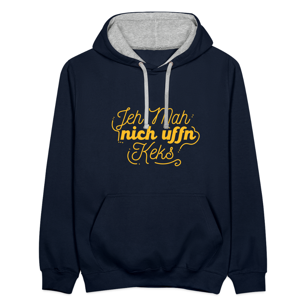 Jeh mah nich uffn Keks gelb - Kontrast Hoodie - Navy/Grau meliert