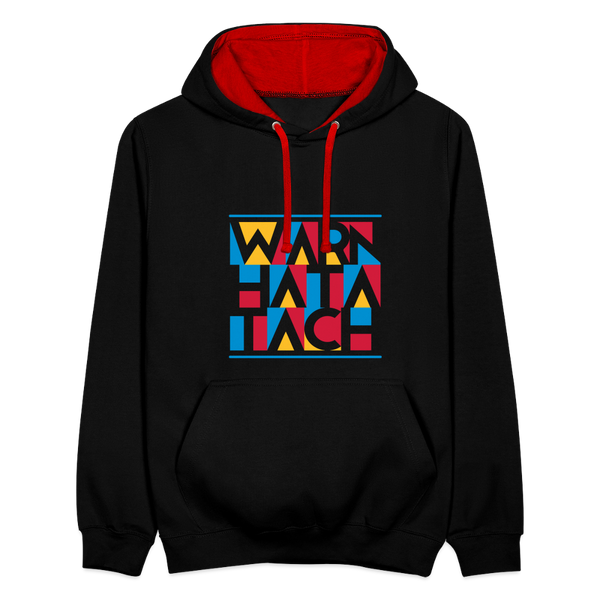 Warn Hata Tach - Kontrast Hoodie - Schwarz/Rot