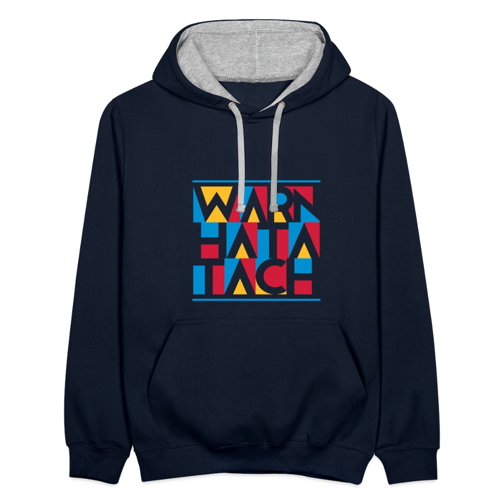 Warn Hata Tach - Kontrast Hoodie - Navy/Grau meliert