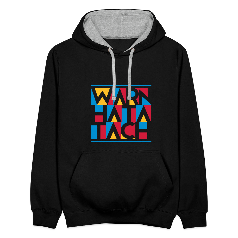 Warn Hata Tach - Kontrast Hoodie - Schwarz/Grau meliert