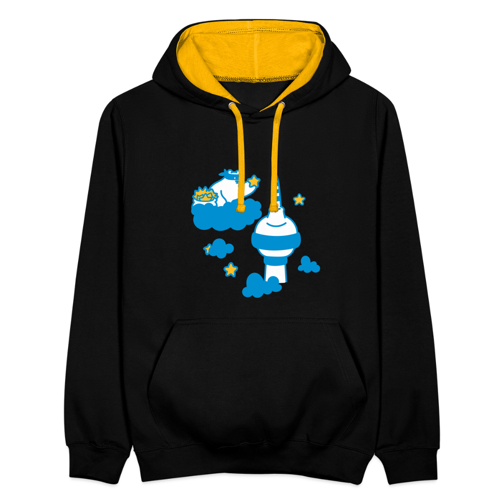 Berliner Bär bei Nacht - Kontrast Hoodie - Schwarz/Gold