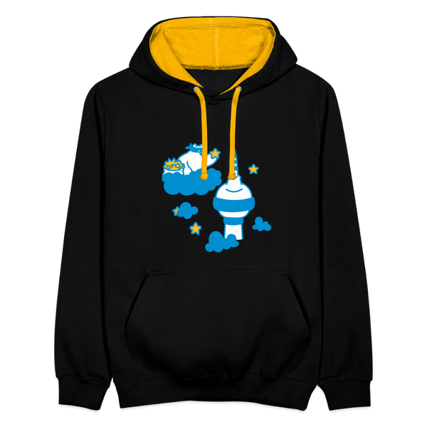 Berliner Bär bei Nacht - Kontrast Hoodie - Schwarz/Gold