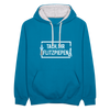 Tach ihr Flitzpiepen - weiß - Kontrast Hoodie - Pfauenblau/Grau meliert