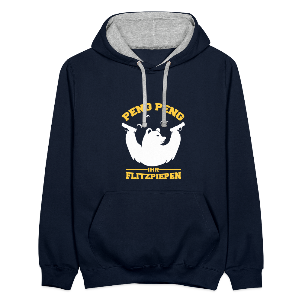 Peng Peng - Kontrast Hoodie - Navy/Grau meliert