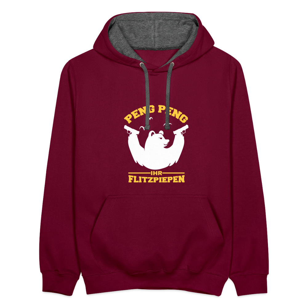 Peng Peng - Kontrast Hoodie - Weinrot/Anthrazit
