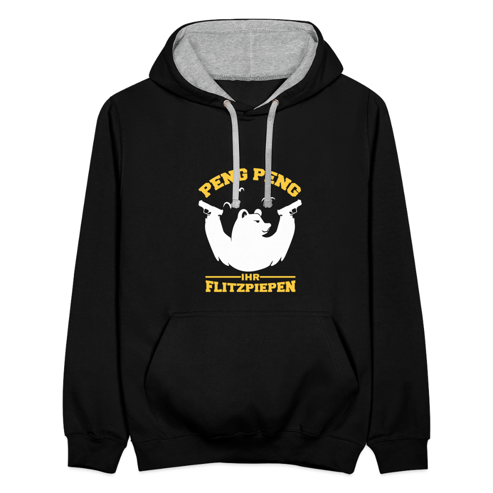 Peng Peng - Kontrast Hoodie - Schwarz/Grau meliert